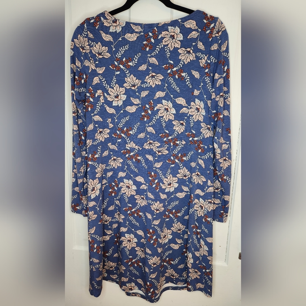 3/$25 J. Jill Blue Floral Knee Length Dress Size XS - Picture 3 of 4